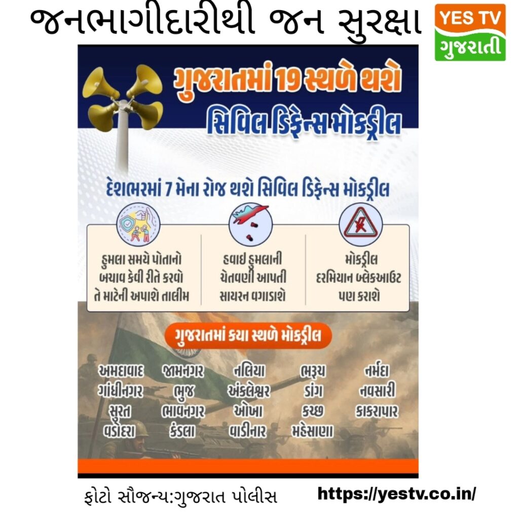 સિવિલ સુરક્ષાની તૈયારીઓના ભાગરૂપે 7 મે, 2025ના રોજ આયોજિત મૉકડ્રિલમાં ભાગ લો.: ગુજરાત પોલિસ